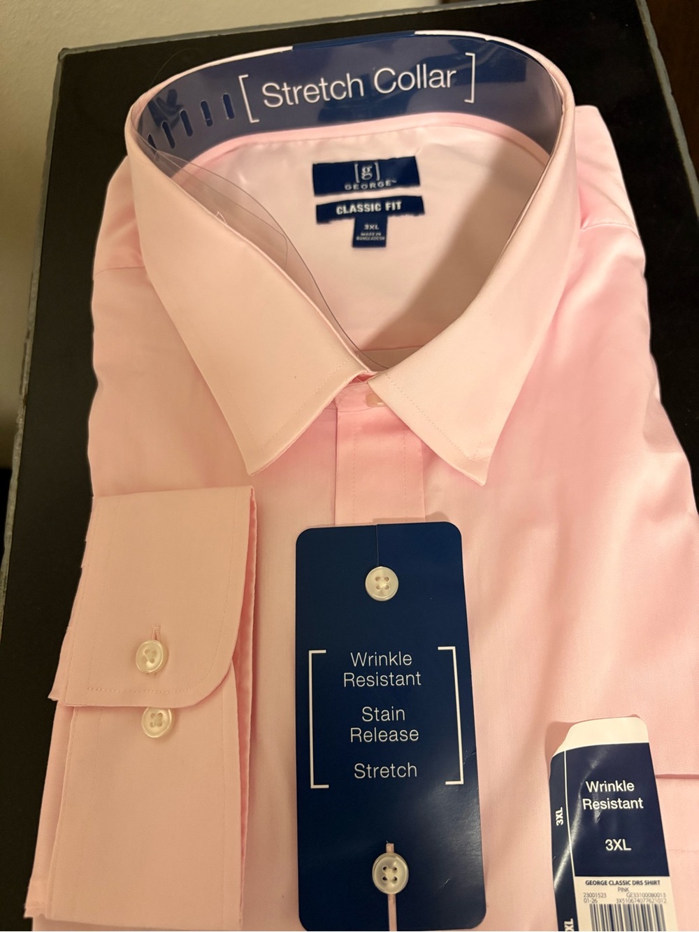 George Men's Classic Fit Stretch Collar Dress Shirt - Light Pink